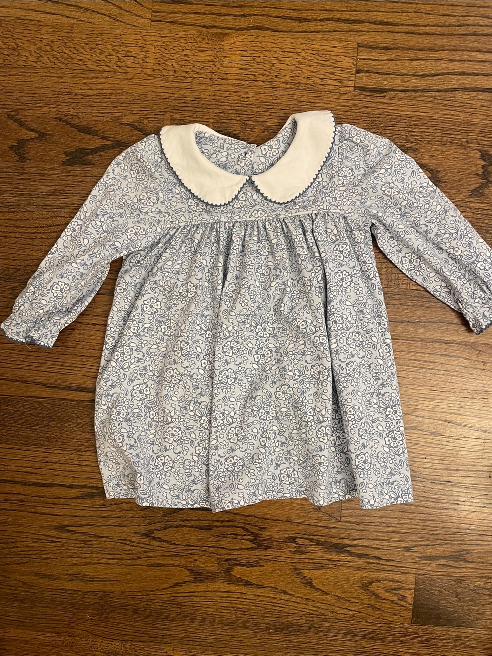 Blue Floral Peter Pan Collar Toddler Dress